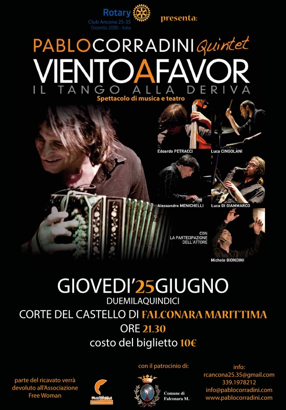 Miniatura per l'articolo intitolato:VIENTO A FAVOR – IL TANGO ALLA DERIVA Pablo Corradini Quintet