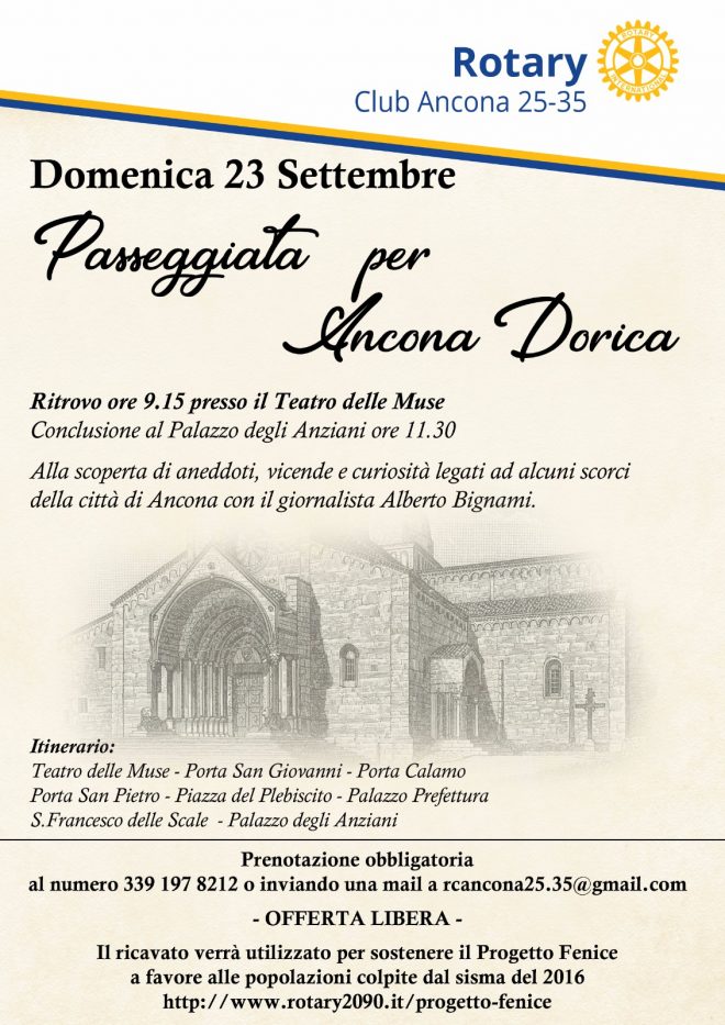 Miniatura per l'articolo intitolato:Passeggiata per Ancona Dorica a favore del Progetto Fenice