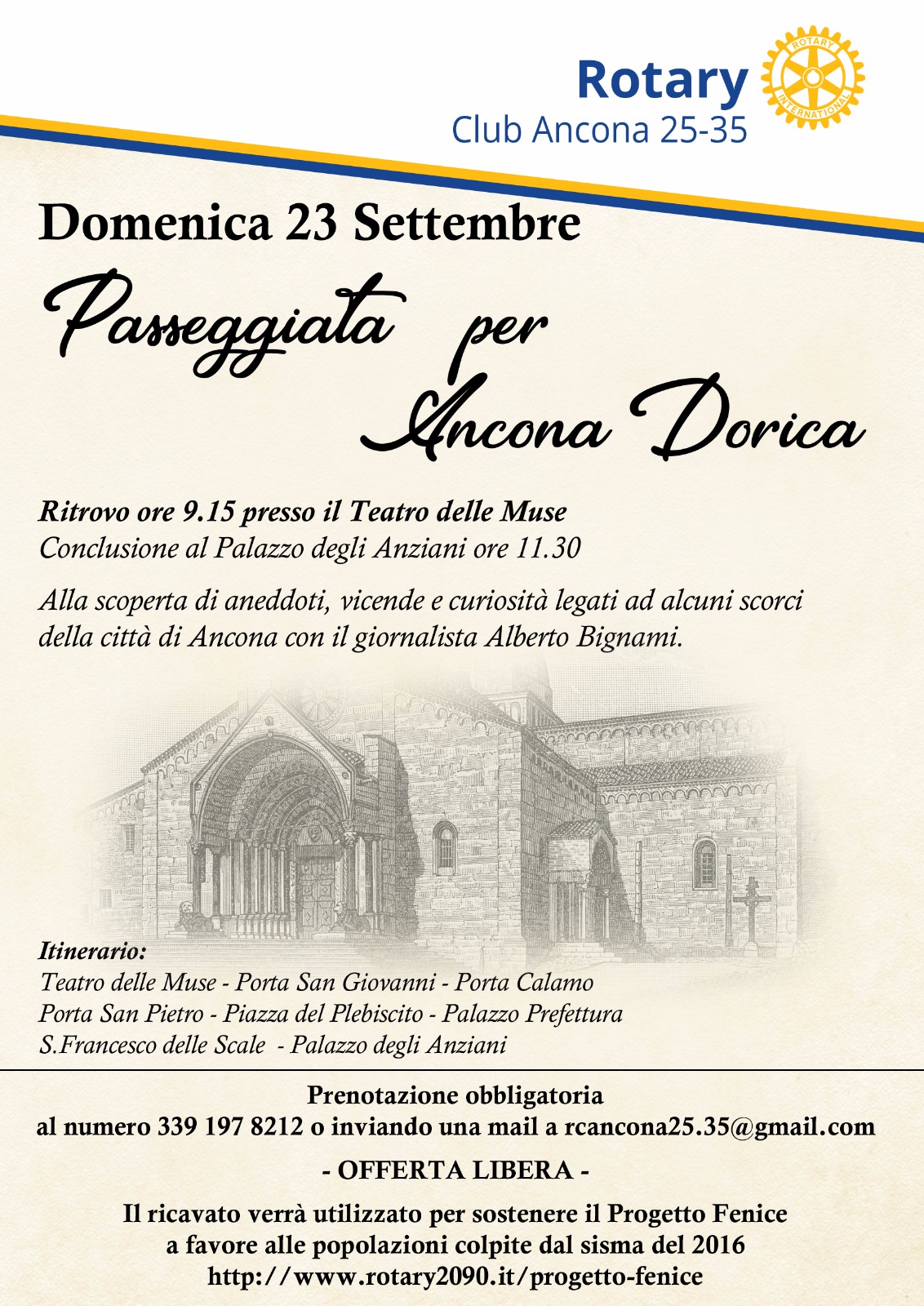 Miniatura per l'articolo intitolato:Passeggiata per Ancona Dorica a favore del Progetto Fenice